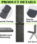 Tough As Nails Heavy Duty Gate Hinges 4 Pack features smooth closing, double layer thickness, and precise hole position for 270 degree swing.