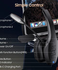 Trucker Bluetooth Headset With Dual Noise Canceling Microphone And Mute Button Features 55 Hour Battery Life For Truck Drivers