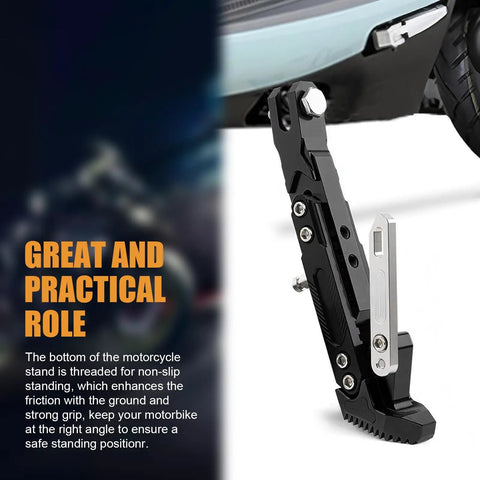 Adjustable Motorcycle Kickstand Built For Real World Rides, Heavy Duty Aluminum Alloy Universal Parking Stand for stable parking