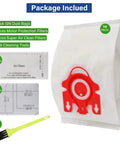 14 Packs 3D Airclean Replacement Bags For FJM Vacuum Cleaners with filters and brush shown in packaging.