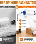 Comparison of packing spaces showing Heavy Duty Wall Mount Bubble Wrap Dispenser Rock Solid Galvanized Steel Bubble Cushioning Roll Holder.
