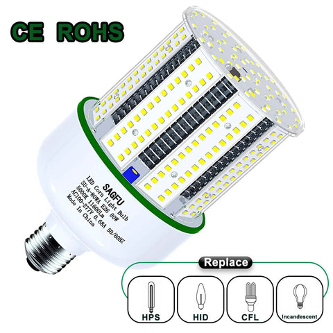 80W LED Corn Light Bulb 5000K Daylight White 2 Pack 800W Equivalent Dimmable E26 E39 Base for shop and warehouse