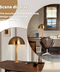 Dope Gold Table Lamp With Mushroom Dome Shade Modern Mid Century Nightstand Reading Light For Bedroom Living Room Office