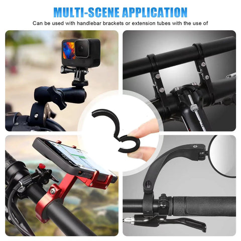 Various uses of 12 Piece Bicycle Handlebar Rubber Gasket Set With DIY Gasket on bike stems for mounts and accessories.
