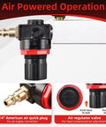 Front view of 8MILELAKE cylinder leak-down tester for gasoline engines, with black body, red collar and brass air fitting.