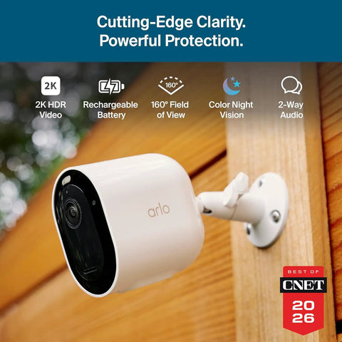 2K HDR Wireless Outdoor Security Camera System With No Hassle Swappable Battery, Smart Motion Detection, wall-mounted view