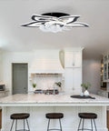 5 Pc Ceiling Fan with Lights Remote Control 24 inch Black 6 Speeds 3 Light installed in modern kitchen ceiling.