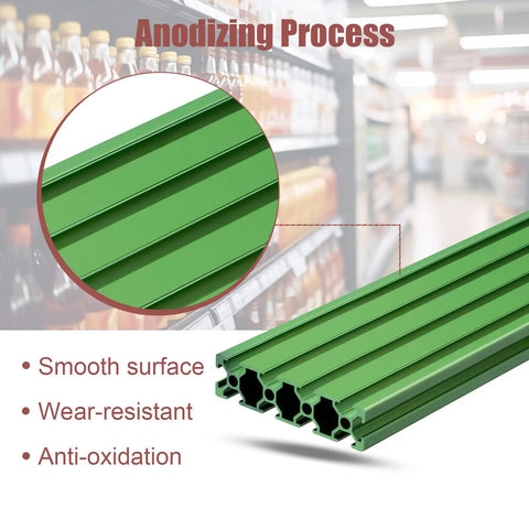Two Pack 800mm Green T Slot 2080 Aluminum Extrusion Profile Linear Rail European Standard Anodized For 3D Printers And CNC DIY Builds