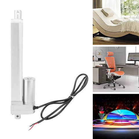 Heavy Duty Electric Actuator With 1500N Lifting Power Designed For Sofa And Bed Lift Systems, Aluminum body, and motor connector.
