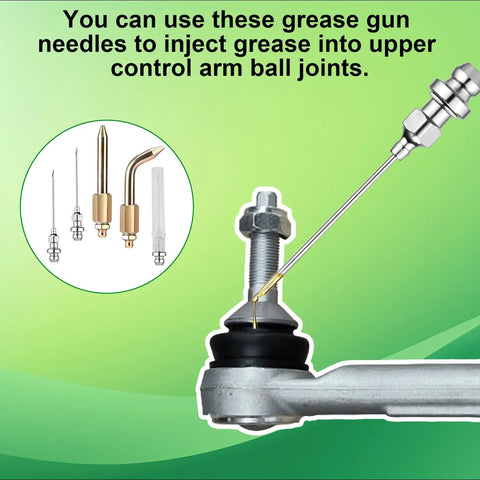Pro Grade Grease Gun Needle Tips Set With Straight And Bent Nozzles precision lubrication in control arm ball joint