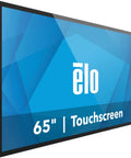Ultra Sharp 65 Inch 4K Interactive Touchscreen Panel For Seamless Digital Signage And Daily Heavy Duty Retail Grind With Rock Solid Build and Nailed It PC Setup displayed at an angle