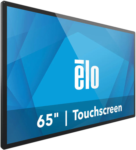 Ultra Sharp 65 Inch 4K Interactive Touchscreen Panel For Seamless Digital Signage And Daily Heavy Duty Retail Grind With Rock Solid Build and Nailed It PC Setup displayed at an angle