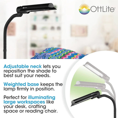 WingShade Adjustable Floor Lamp With 18W Energy Efficient Tube for crafts tasks office living room sewing and arts close-up