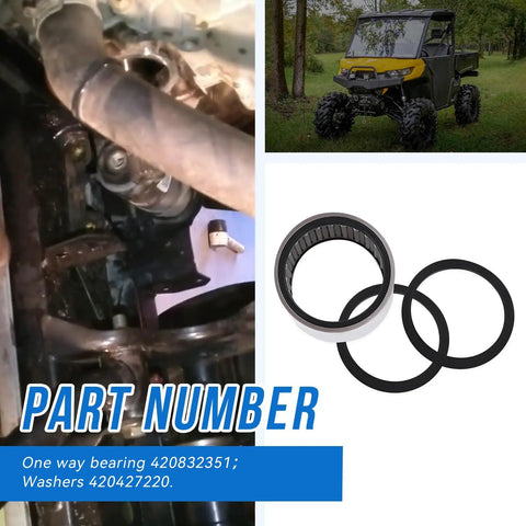 Heavy Duty One Way Clutch Bearing Kit With Seal Assembly And Needle Roller Bearings For Can Am Maverick X3 17 22 Turbo R XDS XRS XMR XRC Replacement Easy Install shown with washers and part numbers.