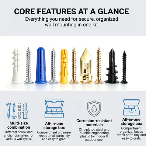165 Piece Drywall Anchors And Screws Kit With Toggle Bolts And Wing Nuts For Drywall Includes Wood Screws And Plastic Anchors
