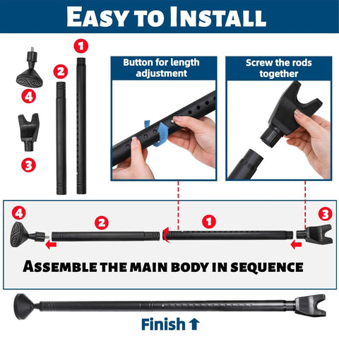 Installation steps for 2 Pack Door Security Bars Anti Slip Heavy Duty Door Stoppers For Hinged Doors And Sliding Patio Doors, 2 In 1 Adjustable Jammer Barricade Security Door Lock Bar For Apartment Home Travel Hotel Room.