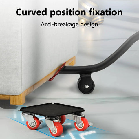 Heavy Duty Furniture Dolly with 5 rotating rubber wheels and carbon steel frame for moving large furniture and appliances, 3500 lbs capacity