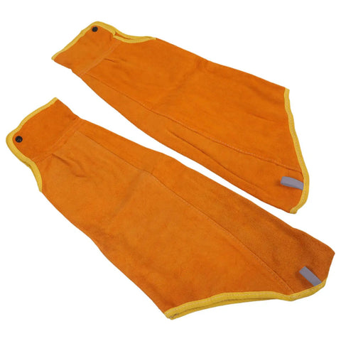 Tough As Nails Fire Resistant Welding Sleeves in bright orange color, durable material for mechanics, spark proof arm covers.
