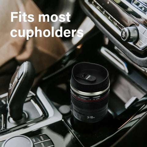 Camera Lens Coffee Mug Travel Cup Stainless Steel Lens Mug Thermos With Lid And Spoon Two Lids Leakproof fits car cupholder