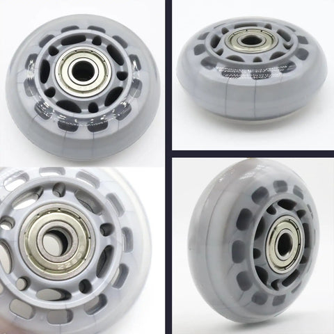 64mm Inline Skate Wheels With ABEC7 Bearings And 82A Polyurethane Clear Replacement Wheels for Skates Office Chairs 4 Pack