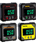 Tough As Nails Digital Angle Finder Crisp Readings Electronic Protractor in four colors, displaying 0.50° on digital screens.