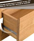 Premium Plastic Drawer Slide And Guide Replacement Kit With All Necessary Screws For Straight Forward Furniture Repair On Dressers Nightstands And Hutches No Sweat Install Rock Solid Operation Brown showing drawer guide in use