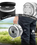 Person carrying 20000mAh Portable Fan With Battery, 8 Inch Oscillating Fan For Camping And Travel, with remote control, foldable, quiet operation.