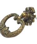 Close-up of 4 Pcs Bronze Drawer Ring Pulls With Screws, Vintage Victorian Floral Pattern Antique Single Hole Handles for furniture.