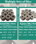 Dang Solid Heavy Duty 1.5Kw Electric Pipe Bender multiple die sets for round and square pipes, sizes ranging from 16mm to 76mm.