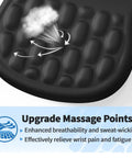 Close-up of black Ergonomic Mouse Pad With Wrist Support And Gel Memory Foam Non Slip Base Pain Relief For Home Office And Gaming Fits Computer Keyboard And Laptop 8 Degree Slope With Massage Bumps showing massage points.