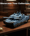 Epic Military RC Abrams-X Tank Beast 2116-Piece Building Set on display, detailed model with 360 turret and elevating barrel