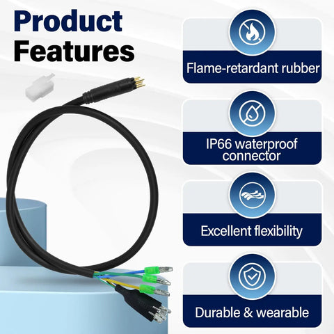 9 Pin Hub Motor Extension Cable Male Waterproof Connector for E Bikes 12V-72V 250-750W Ebike Power Cable 60 cm E Bike Motor Extension Wire Durable Flame Retardant Outer Jacket for Electric Bicycle Mods