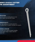 Image of a single cotter pin from 555 Piece Cotter Pin Set For Automotive And Trailer Projects Zinc Plated Steel Premium Quality