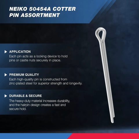 Image of a single cotter pin from 555 Piece Cotter Pin Set For Automotive And Trailer Projects Zinc Plated Steel Premium Quality