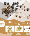 Rock Solid Gold Tone Leather Rivets With Ball Head Studs And Quick Spin Chicago Screws For Handbag Repair Belt Mending and Custom Craft DIY Projects That Set Up Without A Sweat And Deliver Pro Results Every Time, assorted metal rivets.