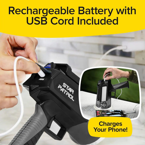 Monster Bright Rechargeable Spotlight With 10 Modes And Turbo Boost To 100 Percent Built In Kickstand And USB Phone Charger ports