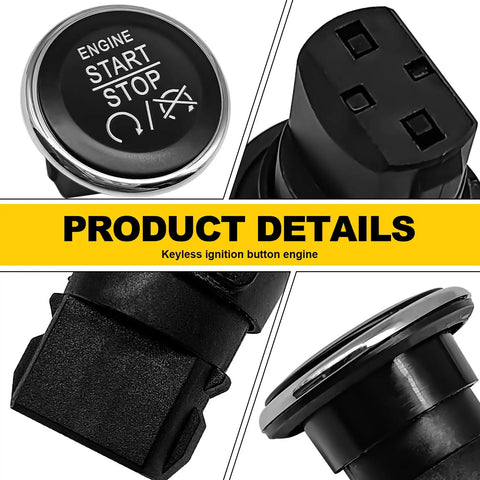 Keyless Start Ignition Push Button Switch For Chrysler Jeep Commander Grand Cherokee Dodge Challenger Durango Charger Town And Country Grand Caravan Replacement 1FU931X9AC 33370101 Direct Fit Easy Install, product details image