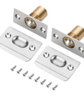 Two Pack Adjustable Door Ball Catch Set In Silver, All Metal Closet Door Latch With Solid Brass Body And Stainless Steel Strike Plate