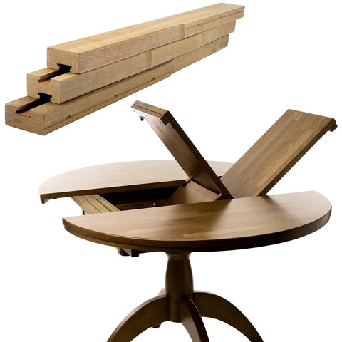 26 Inch Wooden Table Extension Slides Expands Dining Tables Up To 52 Inches Heavy Duty Drawer Glides, wooden slides above and table with open extension.