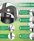 Instructions for assembling the 46 Inch Stand Up Weed Puller Tool, 4 Claw Weeder With Adjustable Handle, ergonomic garden tool.
