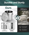 Top Shelf 304 Stainless Steel Airtight Storage Canister With Hella Secure Locking Clamps, showcasing a durable 5.5 gallon structure versus a plastic option.