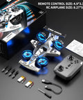 Dual Mode RC Plane Car Toy For Kids Ages 4 To 12 2 In 1 Foam Jet Drone With One Key Switch, showing packaged contents.