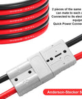 4 Pack Battery Quick Connectors With Copper Ring For Anderson 50A Power Cables showing red and black wire connection