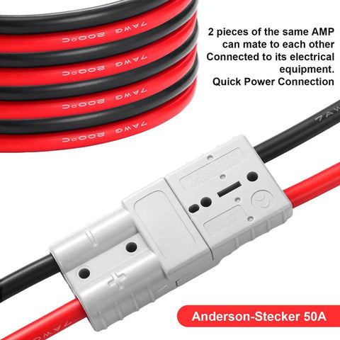 4 Pack Battery Quick Connectors With Copper Ring For Anderson 50A Power Cables showing red and black wire connection