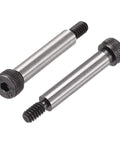 Alloy Steel Hex Socket Head Shoulder Bolts Six Pack One And A Half Inch Shoulder Length One Quarter Inch Shoulder Diameter Thread Size Ten To Twenty Four Beefy High Torque Stripper Bolts For Machinery shown side by side.