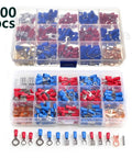 Solid 300Piece Assorted Insulated Electrical Wire Crimp Connectors With Spade Butt Ring Fork Terminals And Rolled Lugs Set In Handy Box, 300 pcs