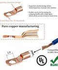 Close-up of 80 Pcs Copper Wire Lugs And 40 Pcs Heat Shrink Set For Battery Terminals with inspection windows and pure copper manufacturing
