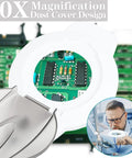 10X magnification view of circuit board through 5X Magnifying Glass With Light And Stand for Reading and DIY Crafts.