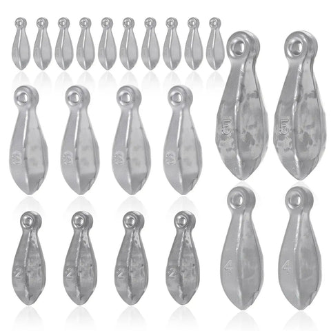 22 Piece Fishing Weights Sinkers Kit For Saltwater And Freshwater Fishing Lead Bank Sinkers In 1oz 2oz 3oz 4oz 5oz Rust Resistant Teardrop