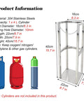 Heavy Duty Stainless Steel Gas Cylinder Storage Rack with Secure Fixed Holder and Protective Chain product dimensions